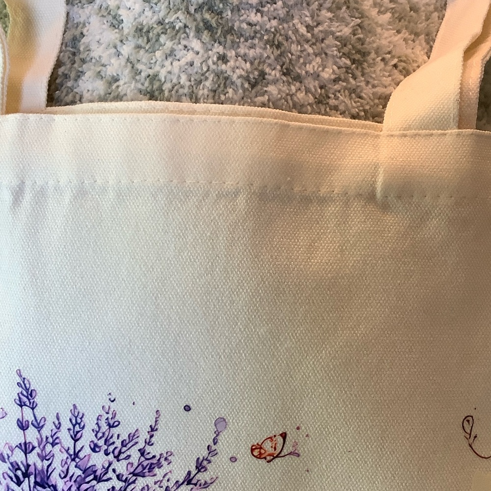 French Lavender Bicycle Canvas Tote Bag NWT 13.5” x 15” - Picture 4 of 16